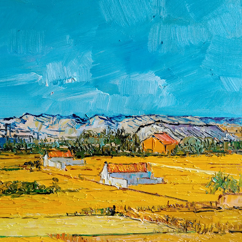 【即刻拍】临摹 梵高 《远处的田野》 布面油画 - 拍卖