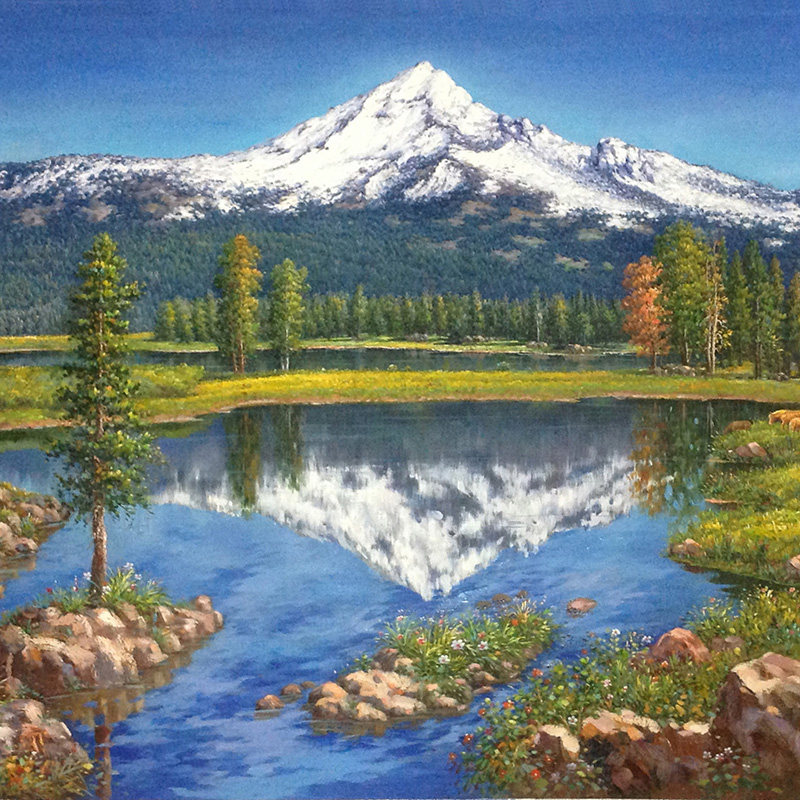 薛守宾 《湖光山色》 巨幅布面油画