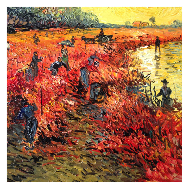 【即刻拍】临摹 梵高《红色葡萄园》 布面油画