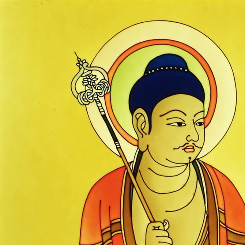 张大千临摹【敦煌飞天】手工彩绘水晶玻璃灯画 福建工美权威认定