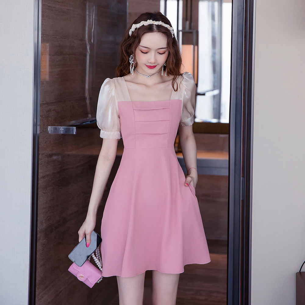 桔梗连衣裙法式小众小个子