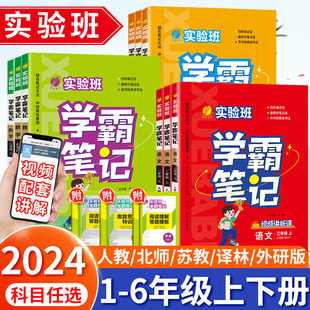 2024春实验班学霸笔记小学一二三四五六年级下册上册语文数学英语人教版北师苏教版译林版 提优训练黄冈课堂笔记小学教材解读全解