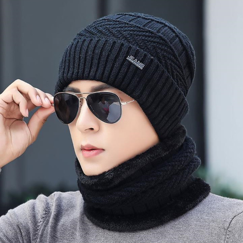 毛线帽子男士新款冬季保暖加绒加厚中老年包头棉帽秋冬骑车针织帽