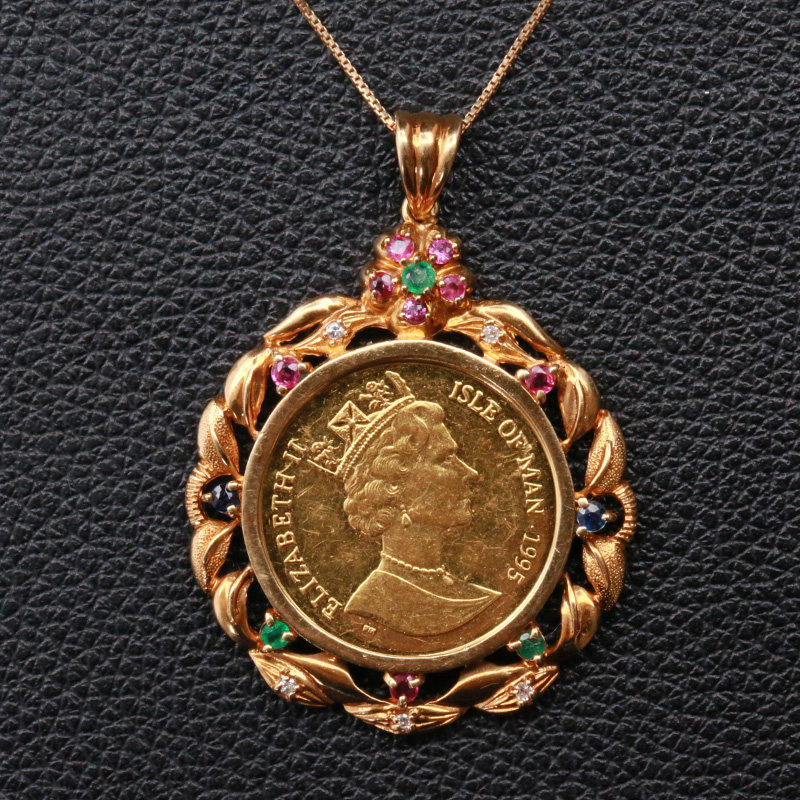 绝当24k金币 钻石吊坠 18k金 和平典当 jd28045