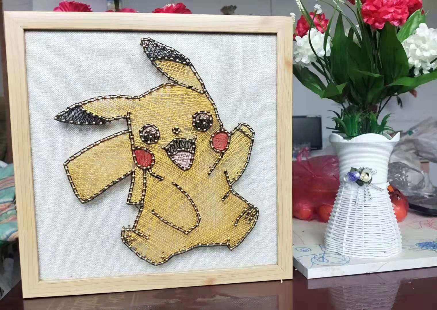 立体同款篮球彩色拼图挂墙材料包足球绕线画钉子图钉成品制作小型