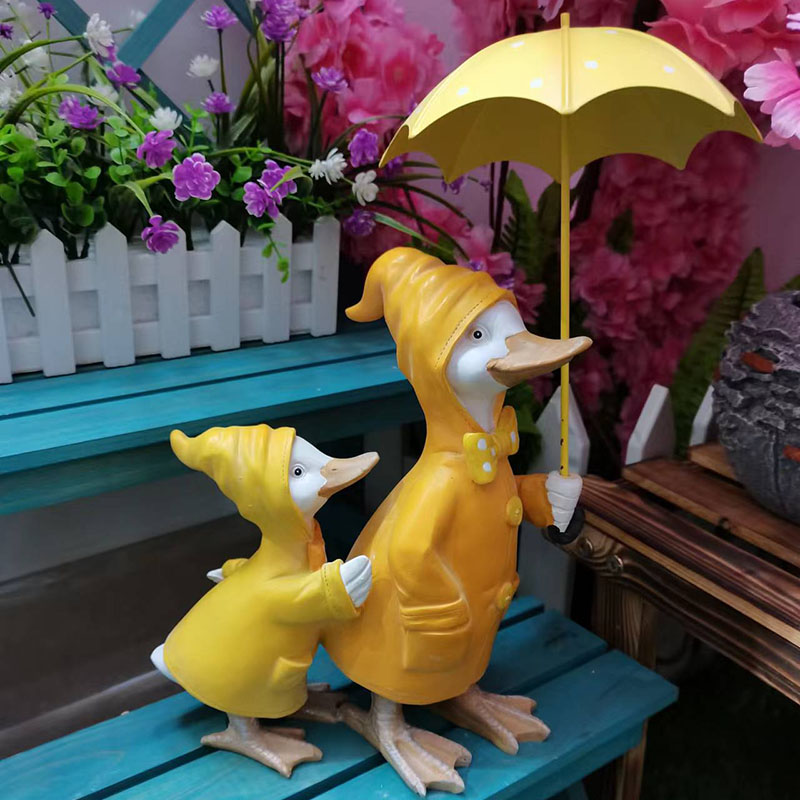 新美式乡村树脂卡通鸭子装饰品摆件庭院花园仿真动物园艺造景摆设
