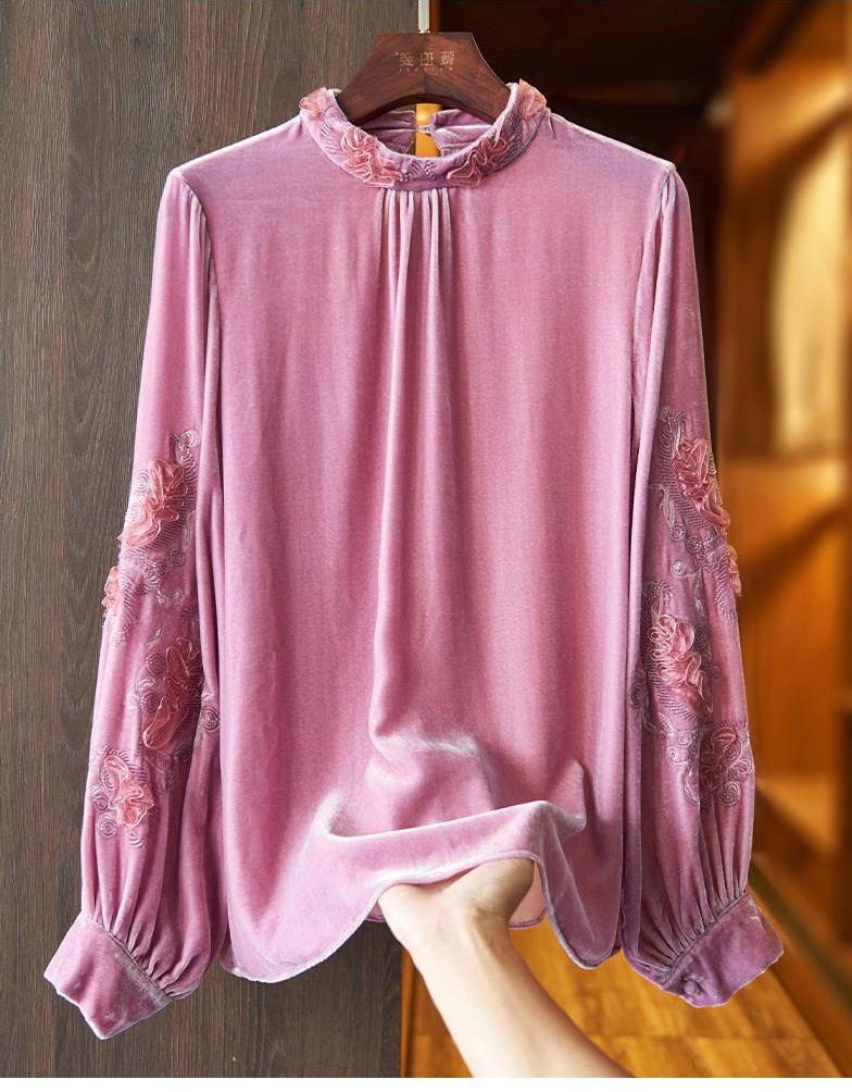 真丝绒上衣女