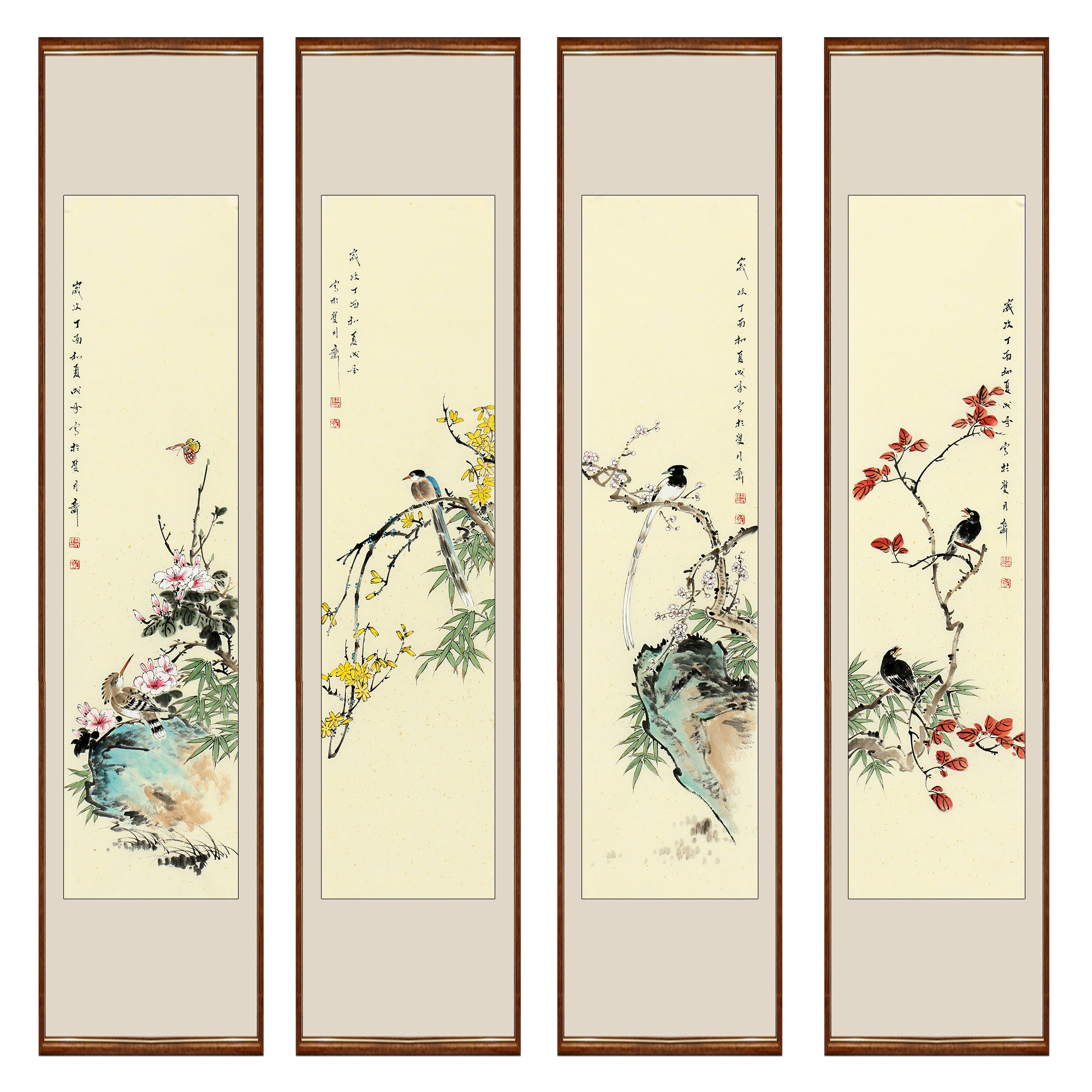 孙成峰《花鸟四条屏》