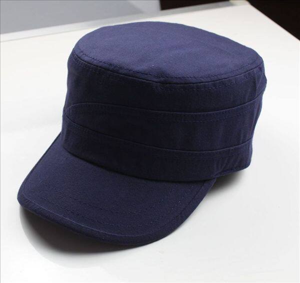 包邮全棉布料新款军帽男士平顶帽 秋冬镜面光板帽子休闲时尚鸭 - 金