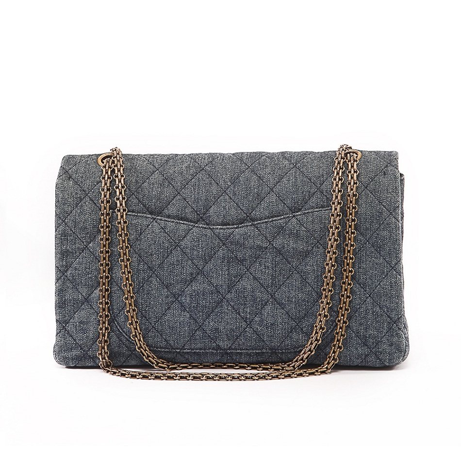 【85新】chanel 2.55 系列蓝色牛仔布手袋 32cm