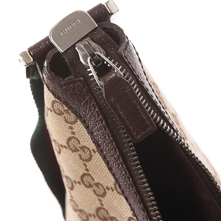 【中古】9新 gucci 棕色/乌木色帆布斜挎包 没有防尘袋 181092