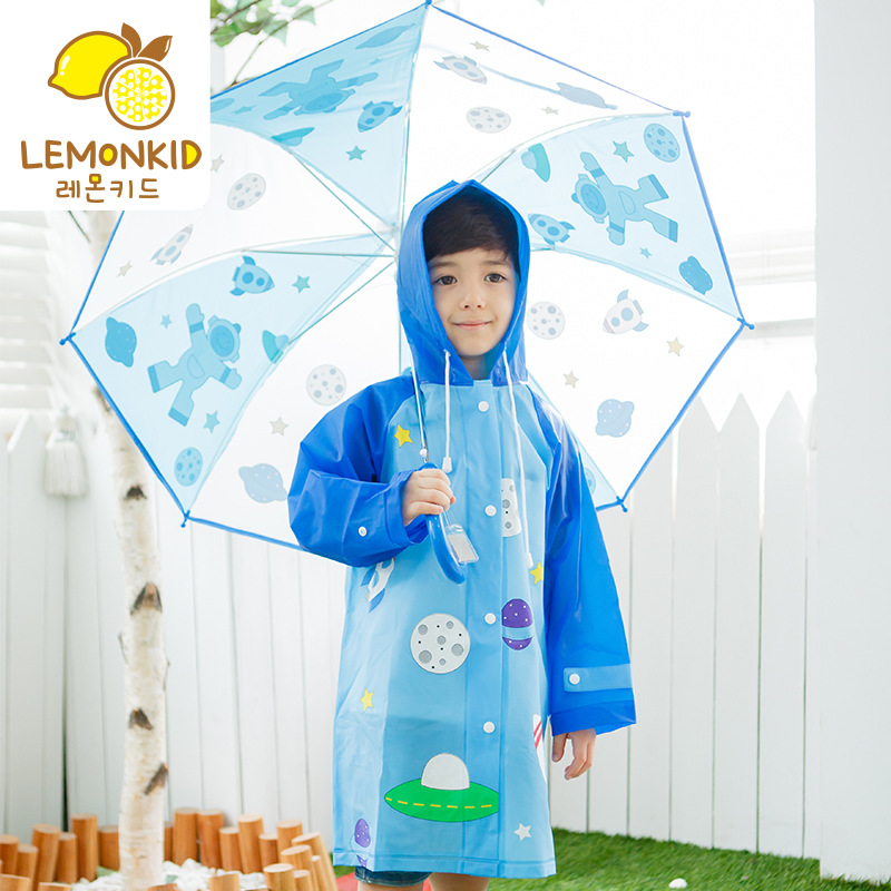 lemonkid新款兒童雨傘男女童環保安全卡通透明長柄小學生寶寶雨傘