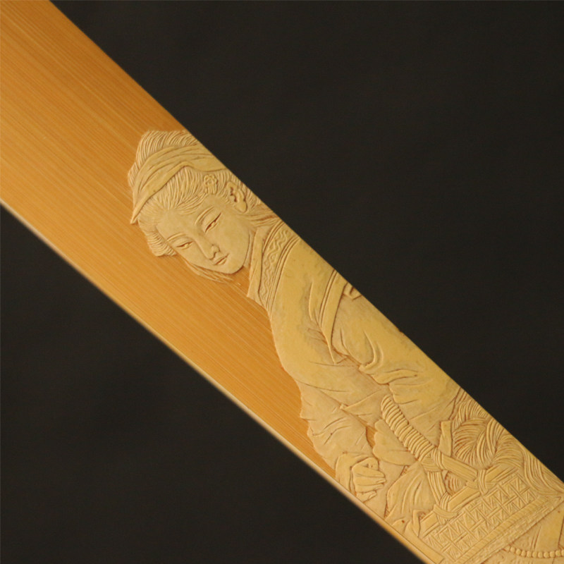 一物一拍老玉竹鱼尾东阳名家袁江本工精工留青雕刻非遗收藏竹扇子