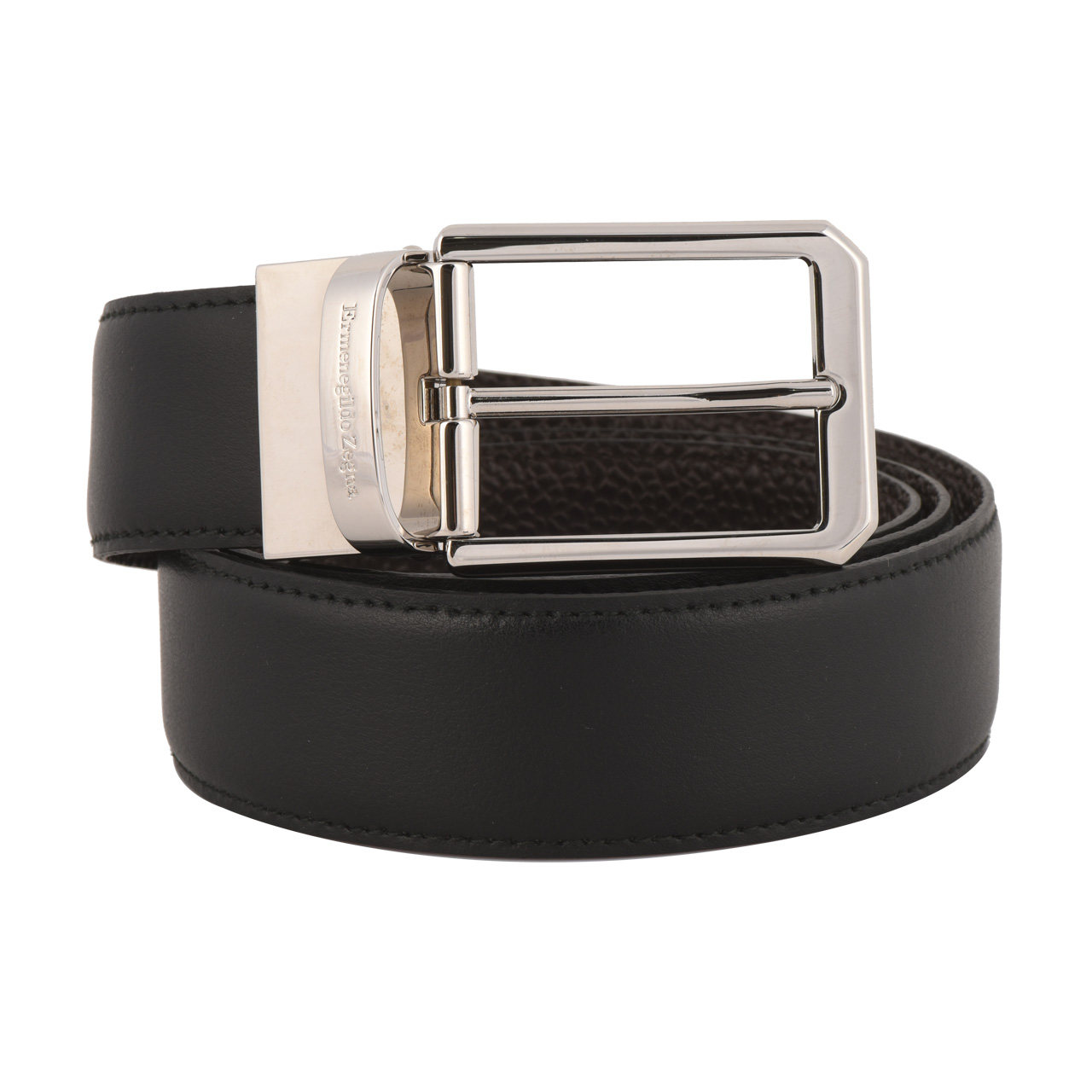 [未使用]杰尼亚zegna男士黑棕两面用针扣皮带95cm10011966-3