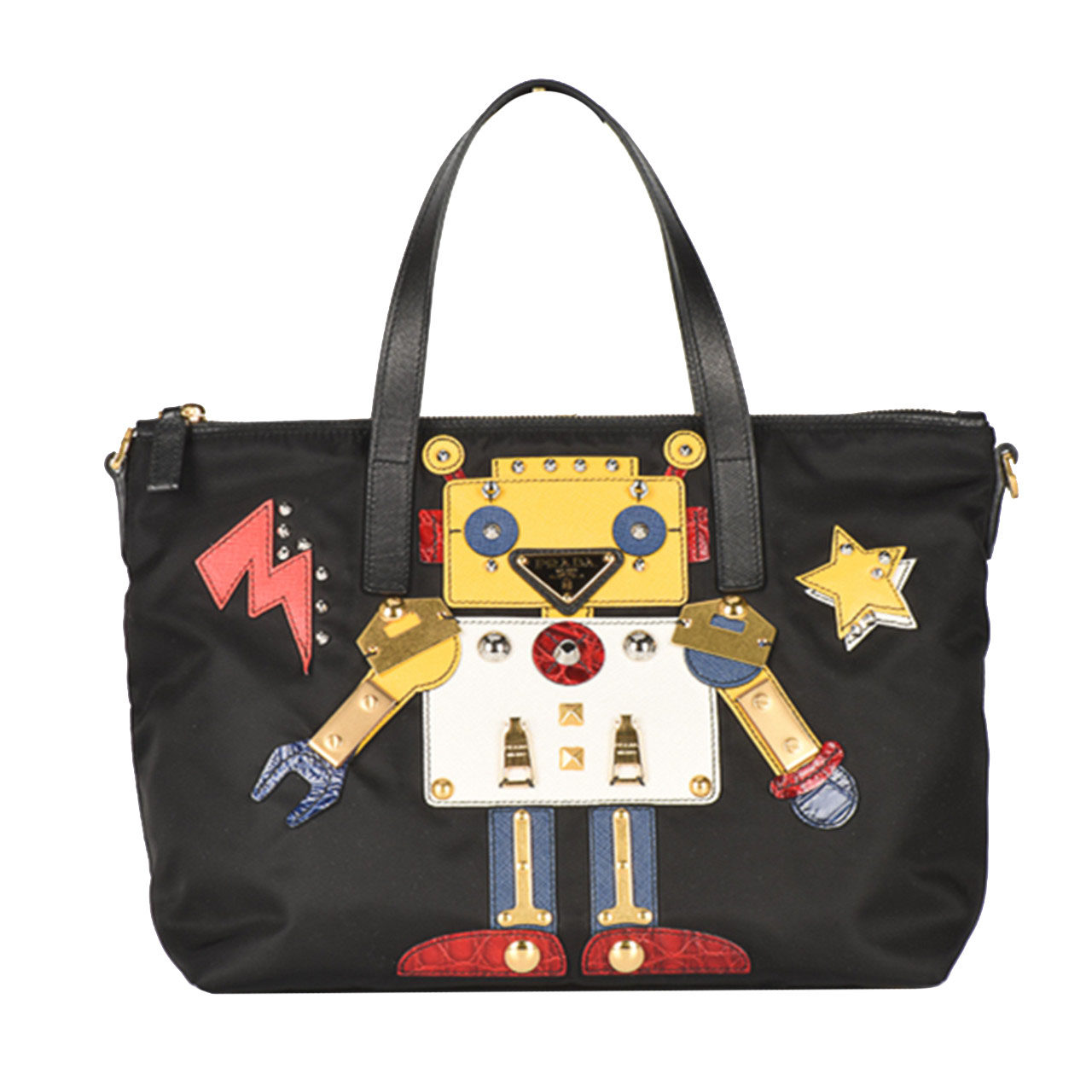 [未使用]普拉达prada女士黑色尼龙机器人两用包10008672