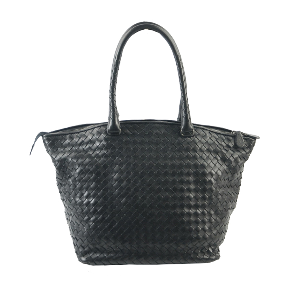 [未使用]葆蝶家bv女士黑色羊皮编织饺子单肩包10000083