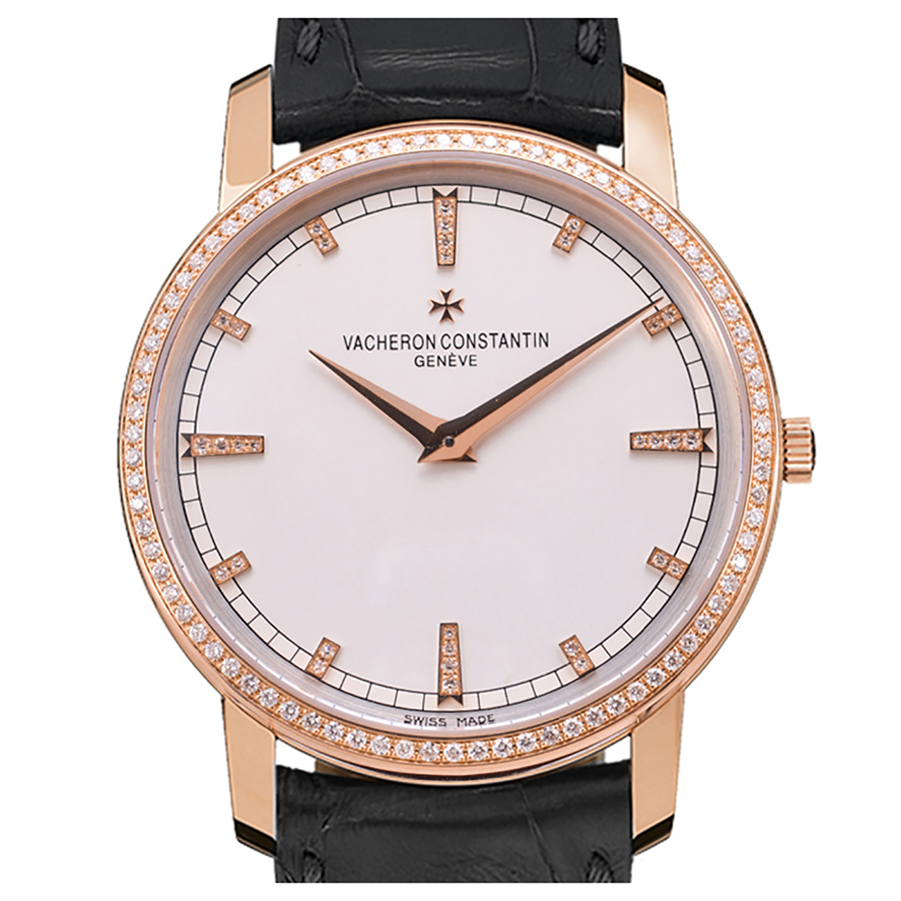 [9.5新]江诗丹顿手动机械男表玫瑰金镶钻 参考公价24万