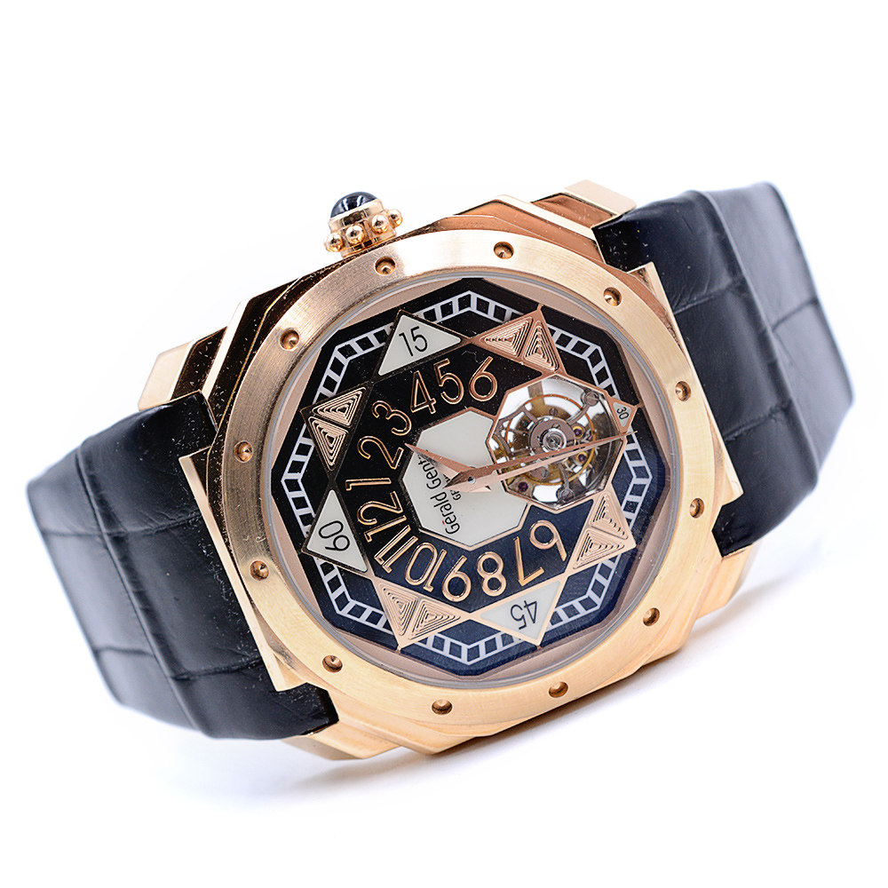 【中古】geraldgenta 尊达 18k玫瑰金陀飞轮 自动机械男表