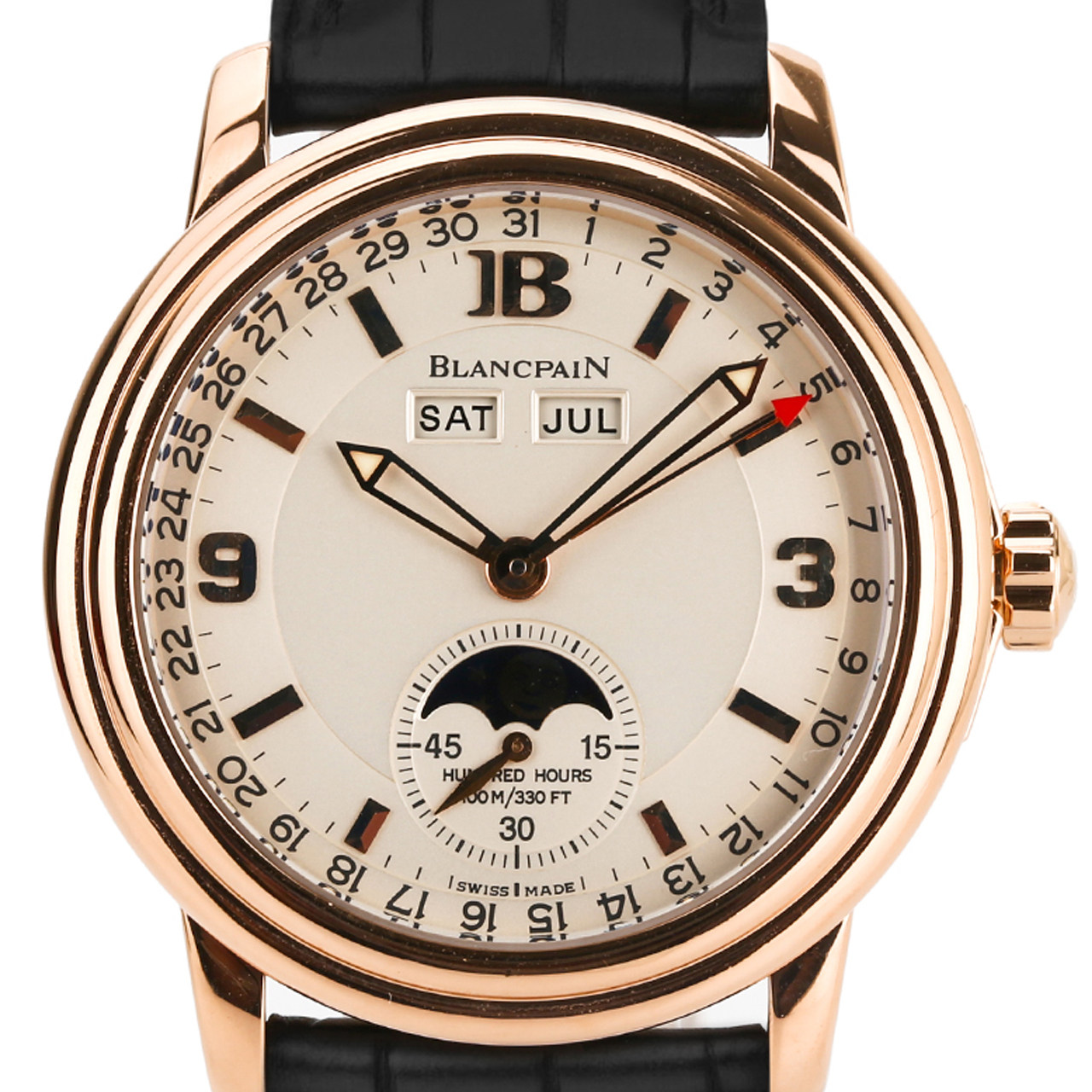 [9.5新]宝珀自动机械男表年历月相玫瑰金将官底