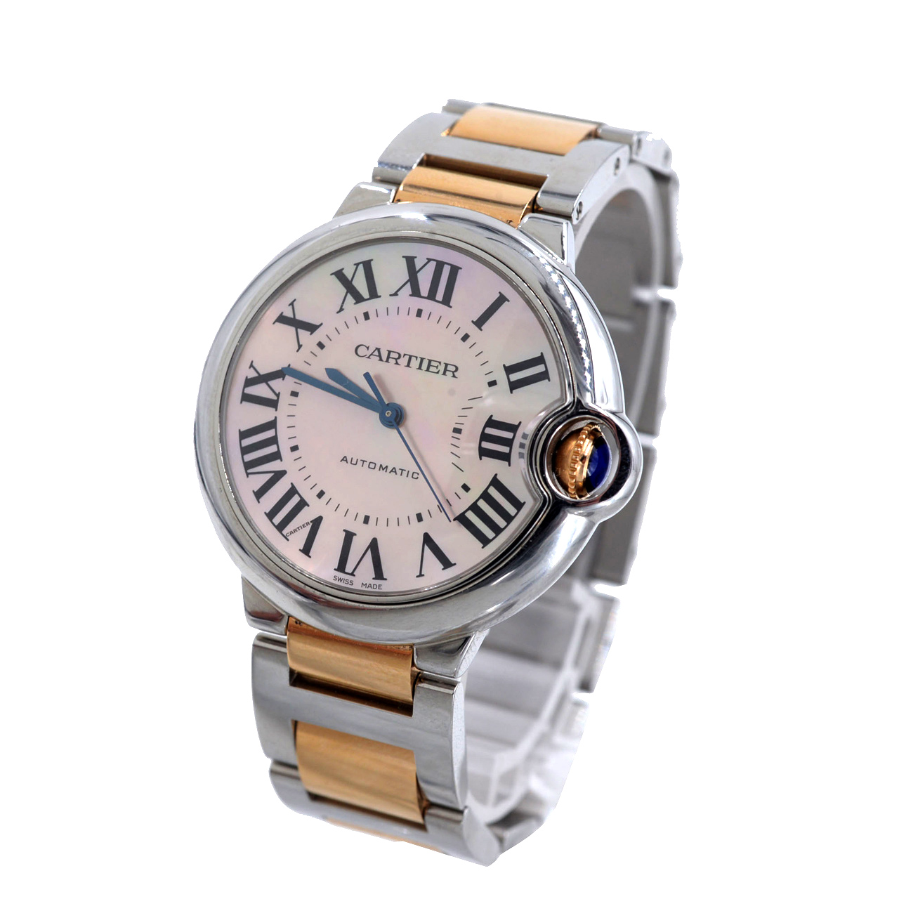 【9.5新】卡地亚自动机械女表 蓝气球系列 间金表带