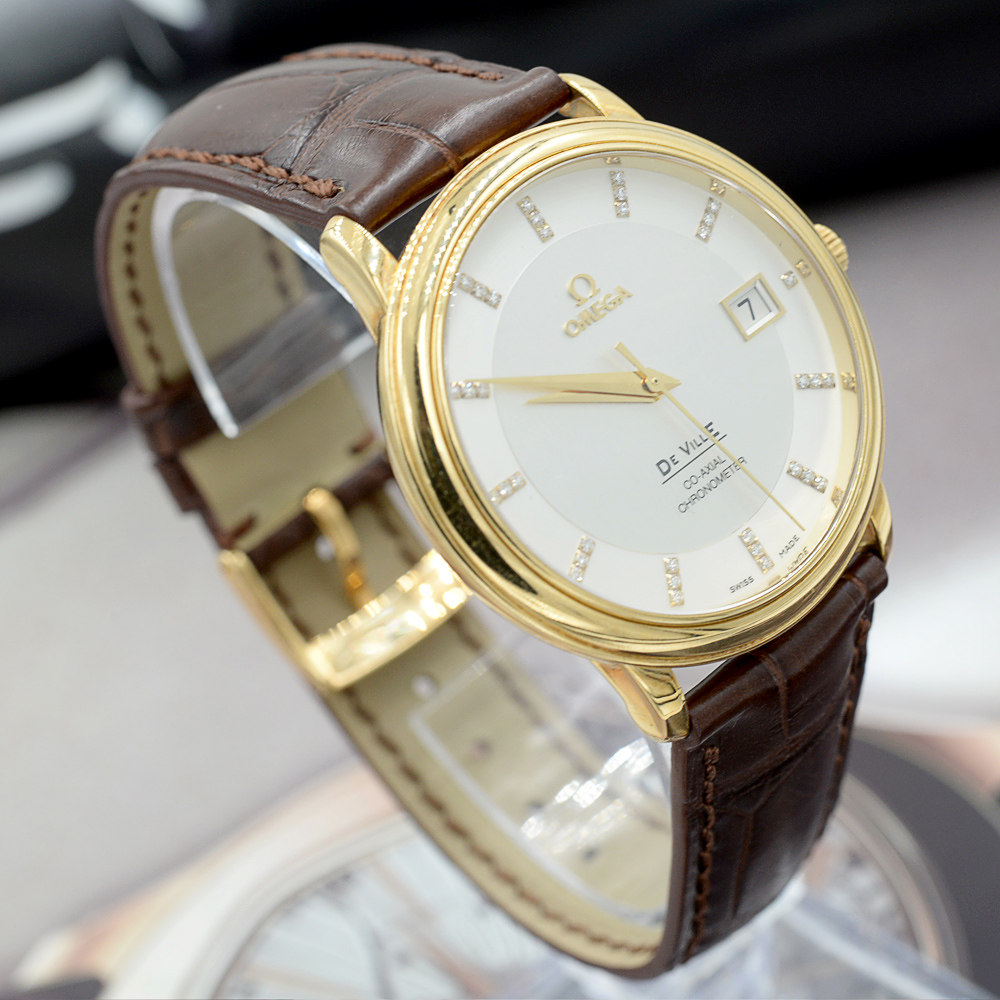 【中古】omega/欧米茄 蝶飞系列18k黄金镶钻石自动机械男表