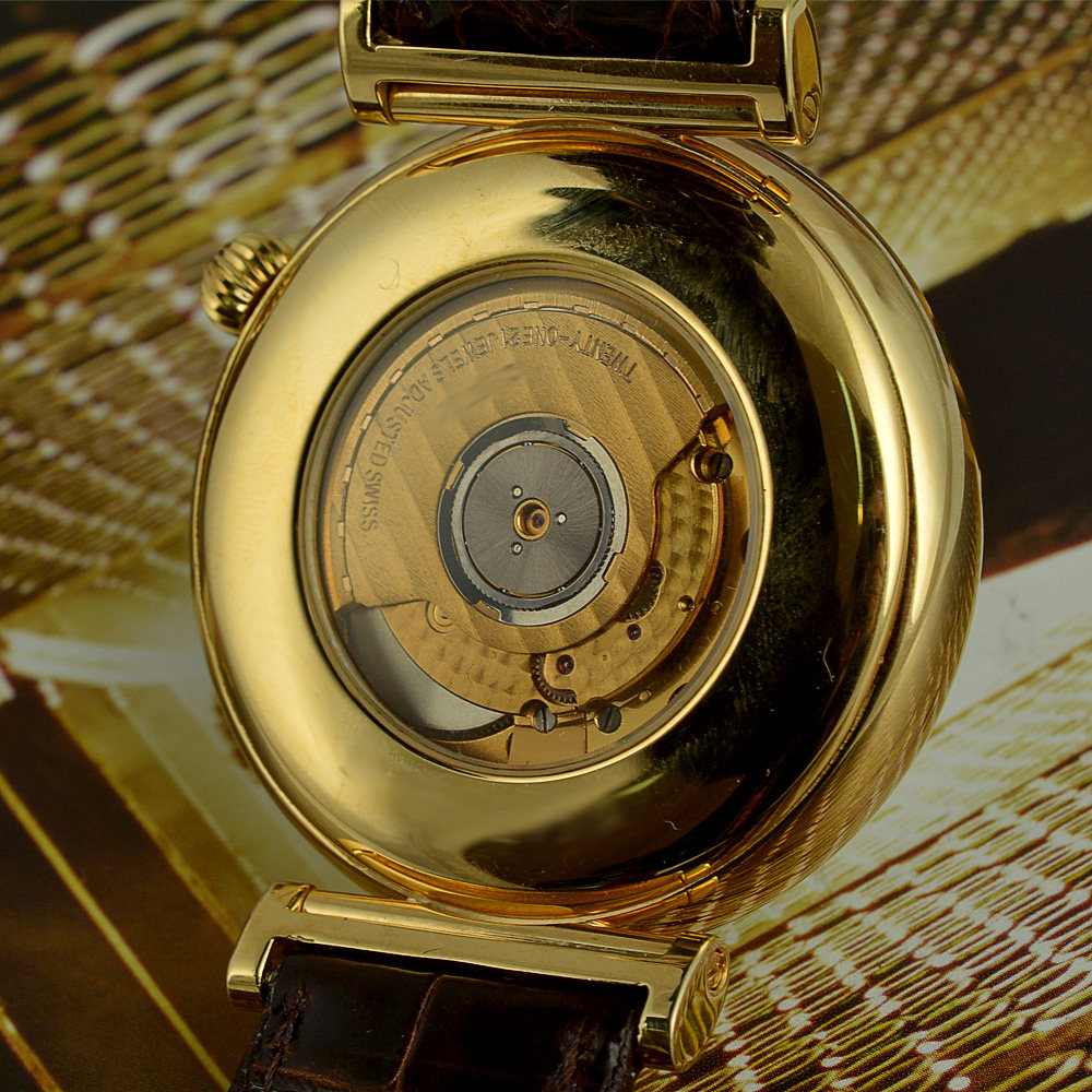 【中古】chronoswiss/瑞宝 二问 镀金背透自动机械男表