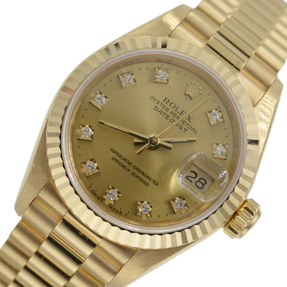 【8.5新】rolex/劳力士 18k黄金 镶钻 机械自动 女表