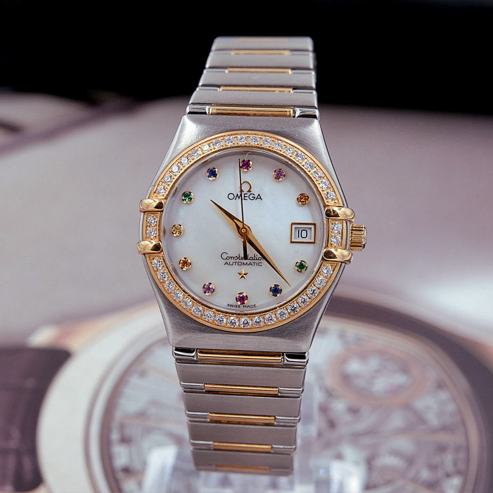 【中古】 omega/欧米茄 彩虹女神间金自动机械女表