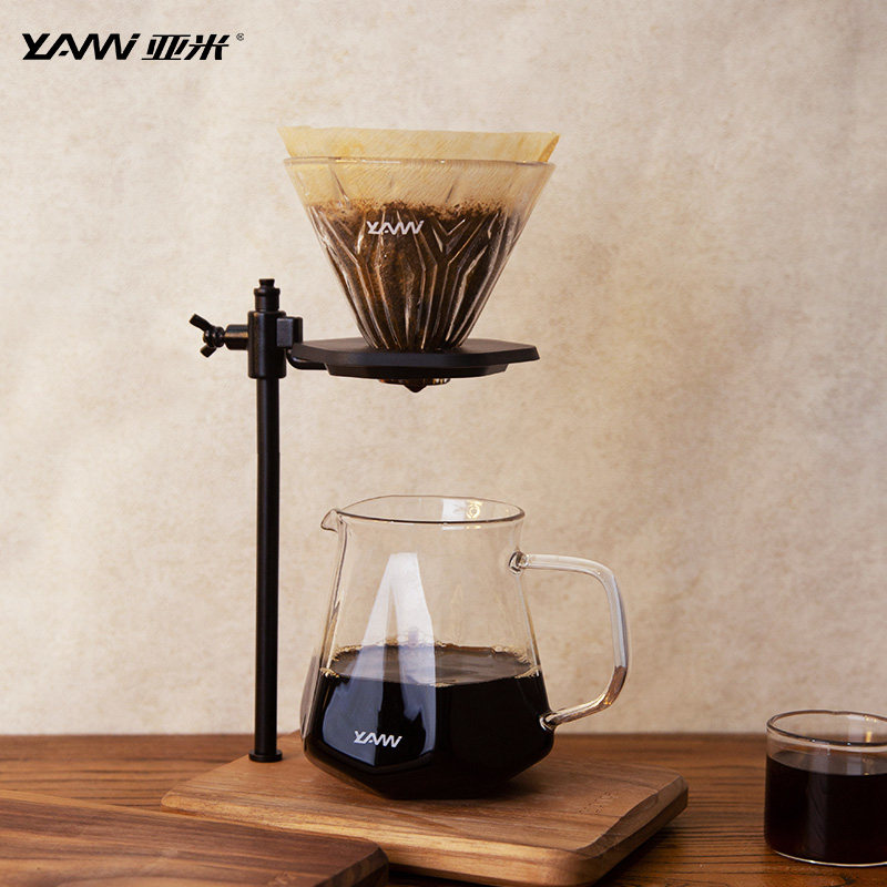 亚米手冲咖啡支架黑胡桃木底座锌合金滤杯架手冲壶专用支架套装