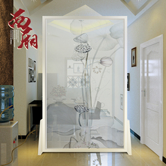 新中式屏风隔断时尚客厅玄关卧室布艺半透明座屏木质屏风简约现代