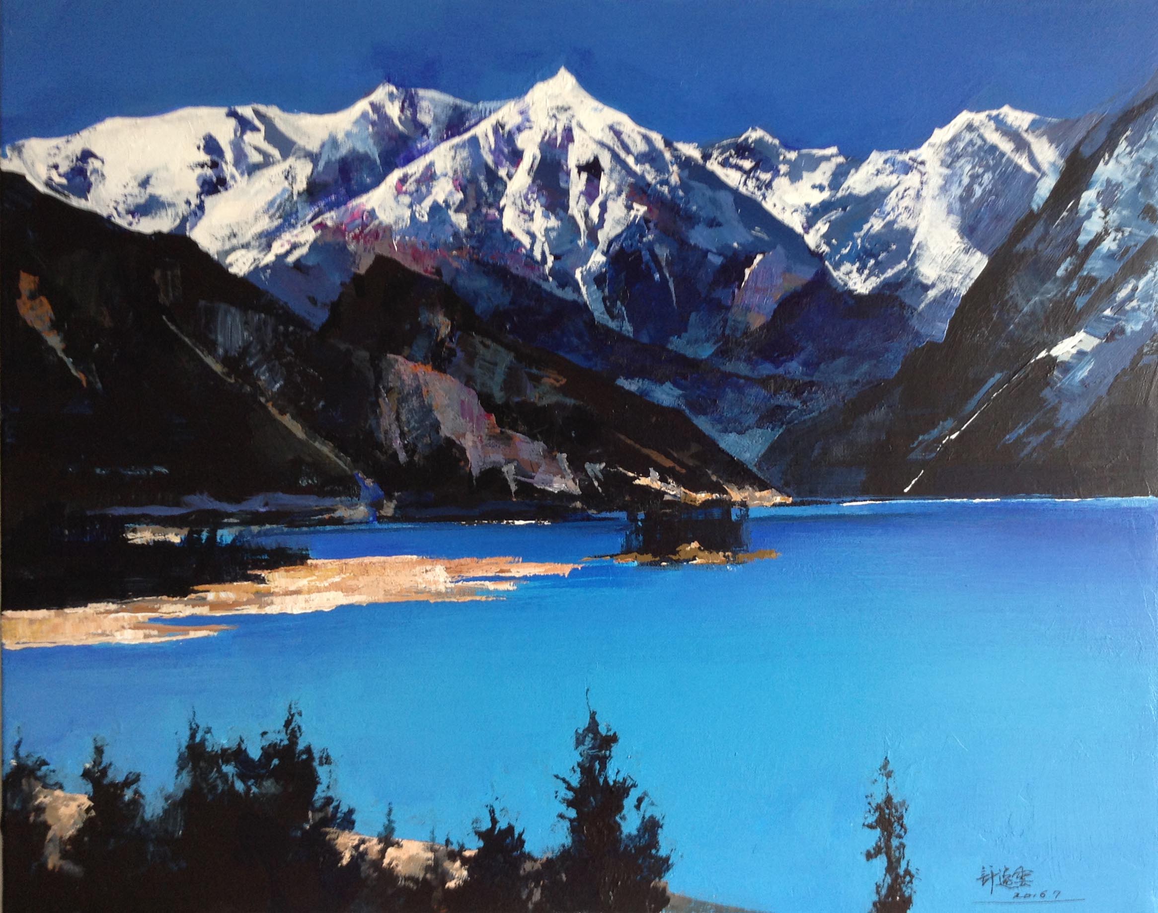 许逸云油画作品《远山》