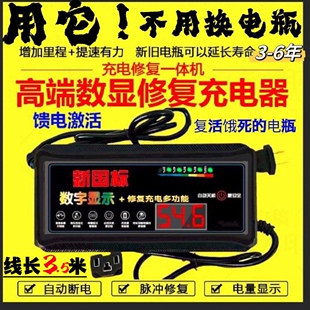 自动断电 电动车电瓶充电器48V60V72V20AH超威爱玛通用电瓶修复器