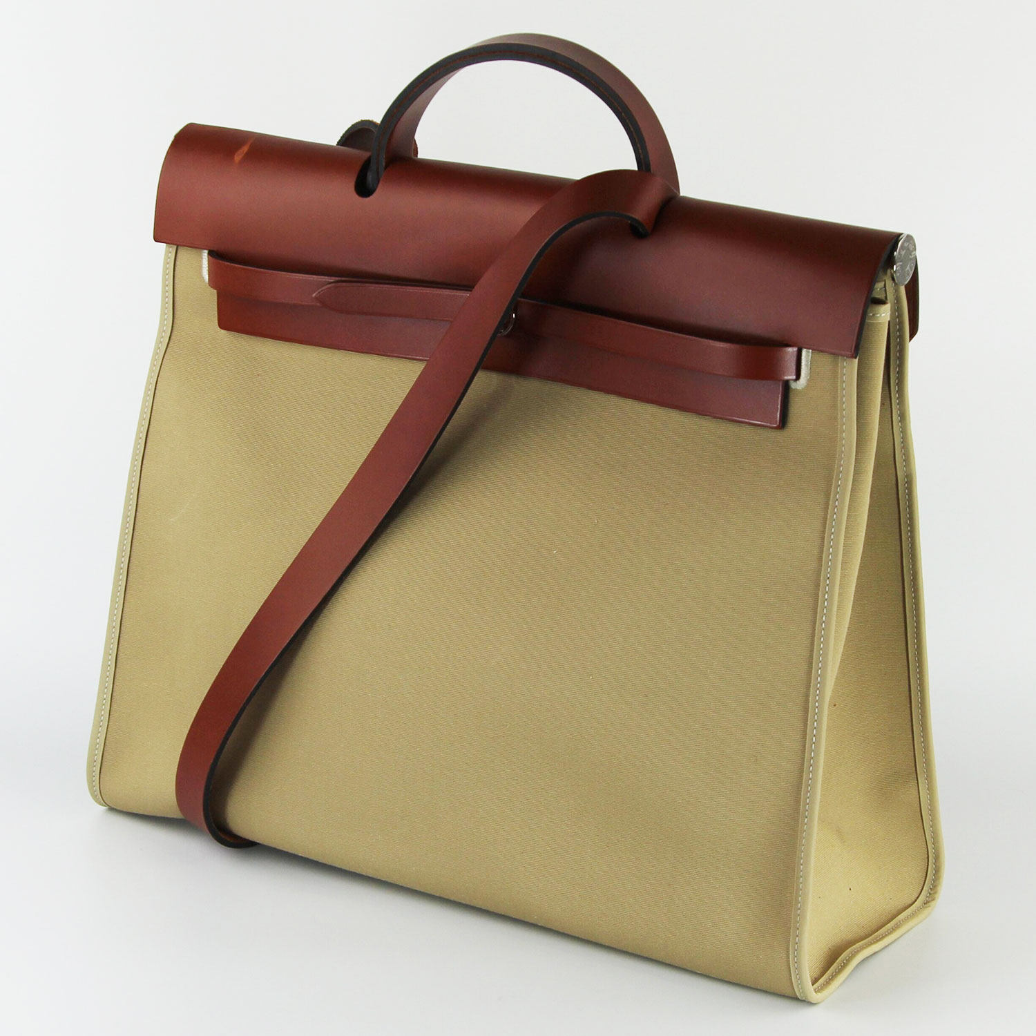 [9.8成新]爱马仕hermes herbag帆布手提单肩包39cm