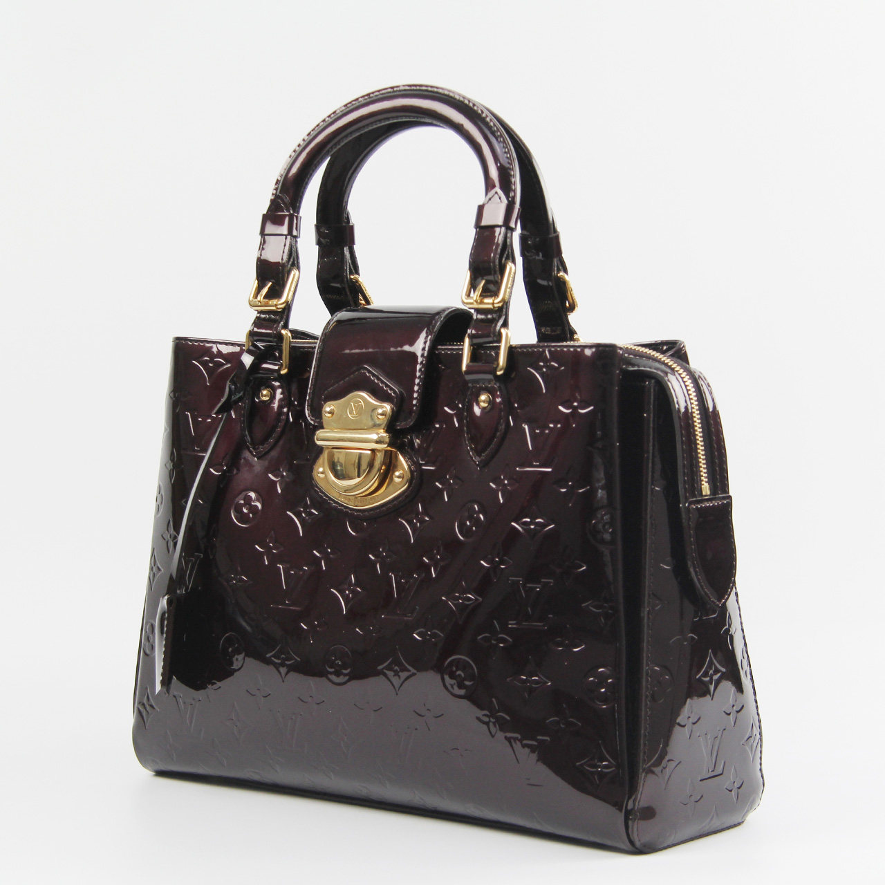 [9成新]lv路易威登酒红色漆皮女士手提包