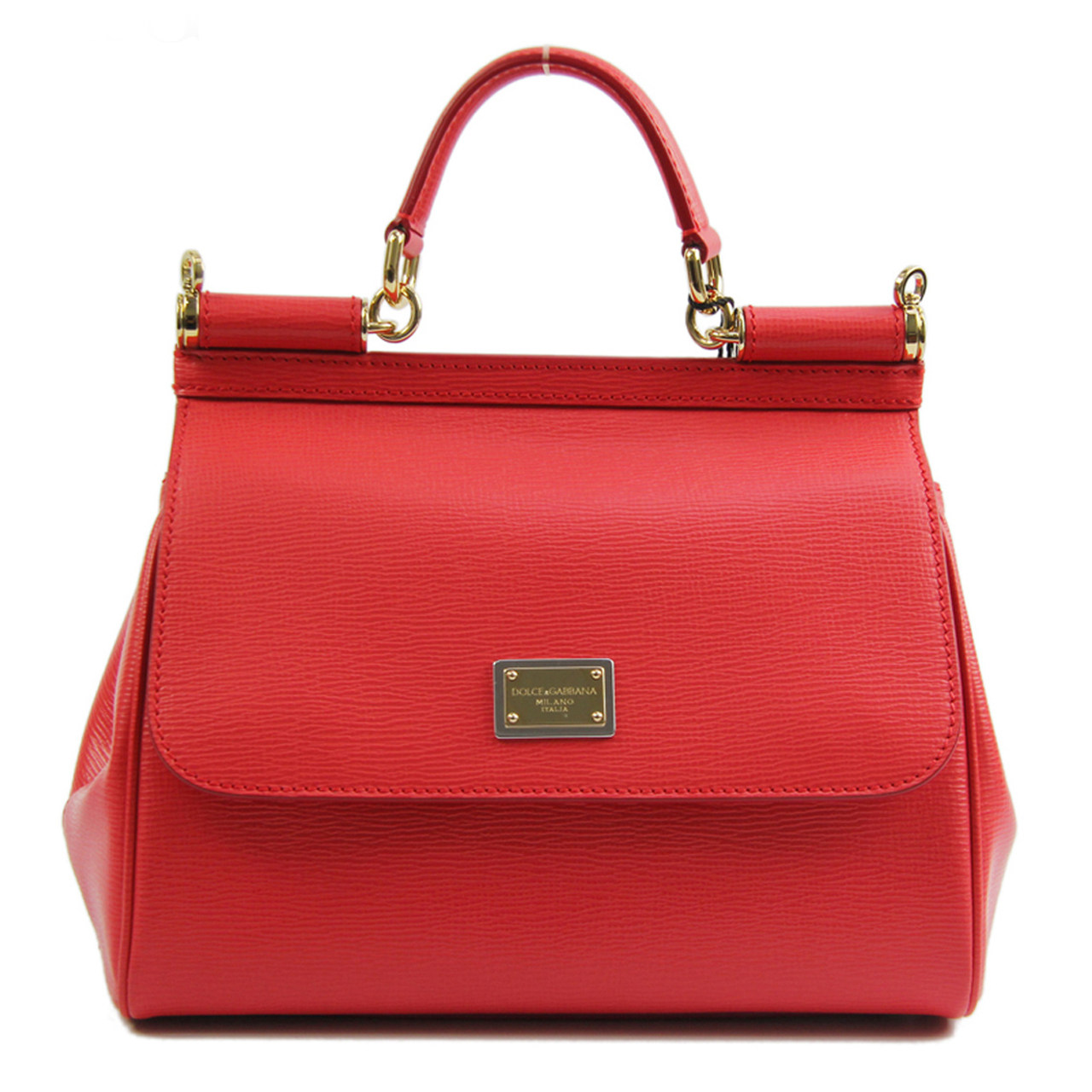 [9.9新]杜嘉班纳dg西西里红色新款水波纹女士小号手提单肩包