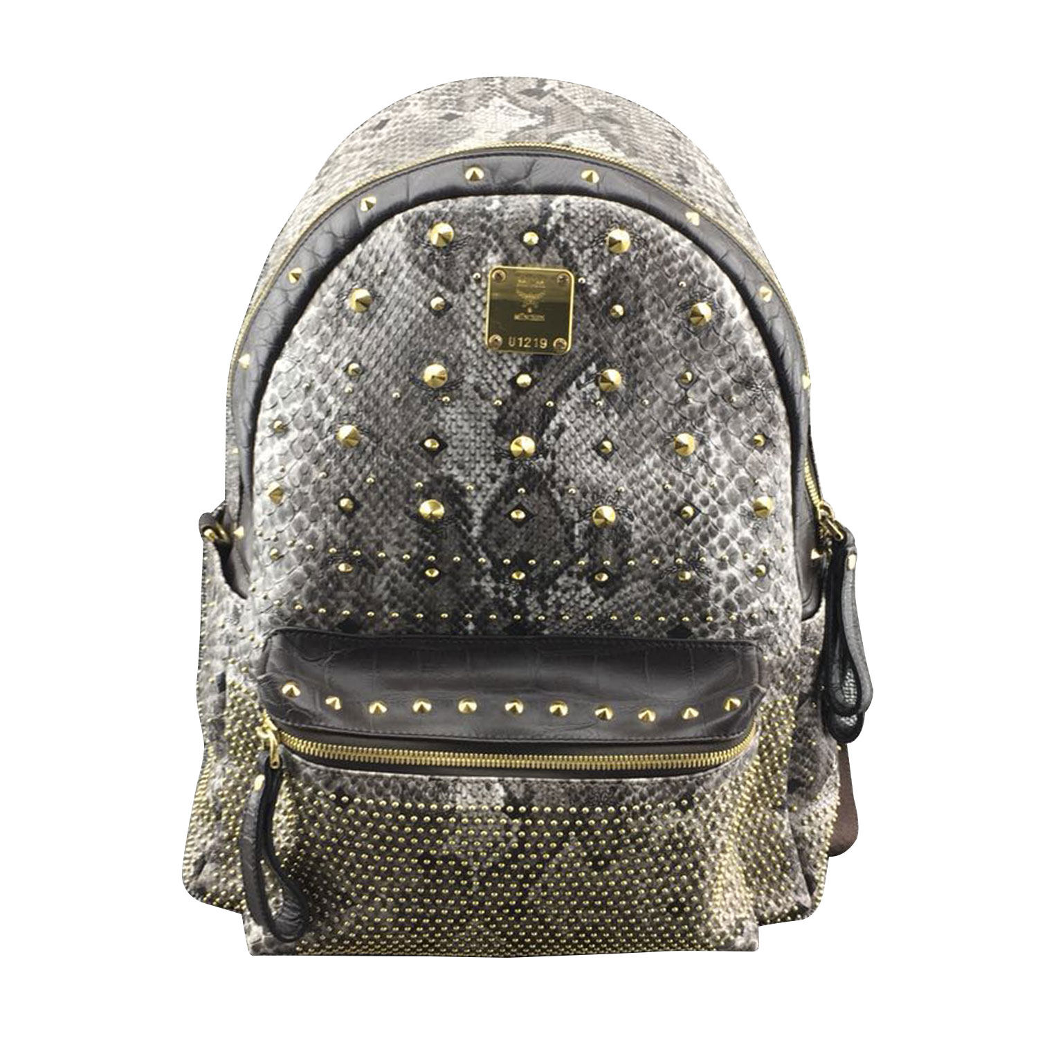 [9.5新]mcm蟒蛇皮铆钉最新款满天星中性款式双肩包