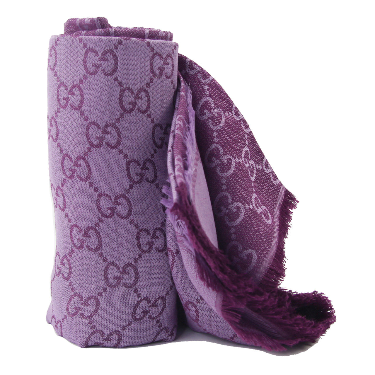 [9.9新]古驰gucci紫色羊毛桑蚕丝混纺女士围巾 披肩140*140cm