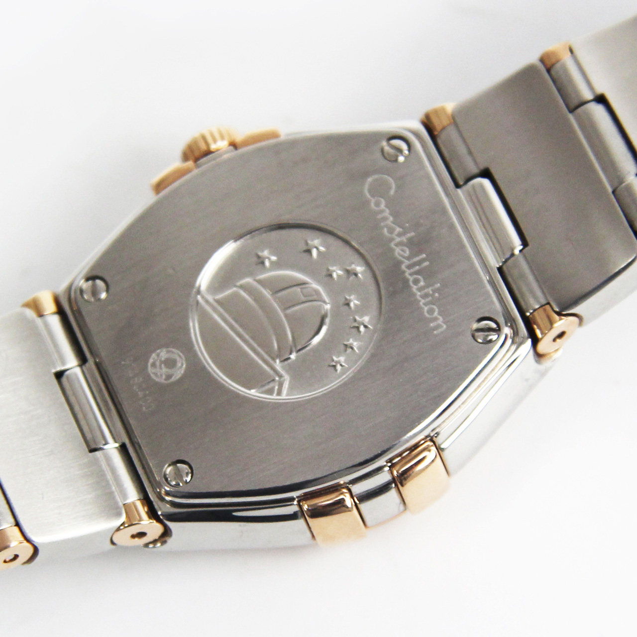 [9.5成新]omega欧米茄星座系列18k玫瑰金贝母镶钻石英女表