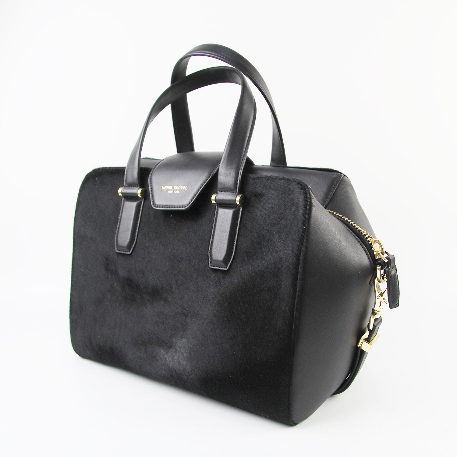 [9.8新]henri bendel黑色拼接女士手提包