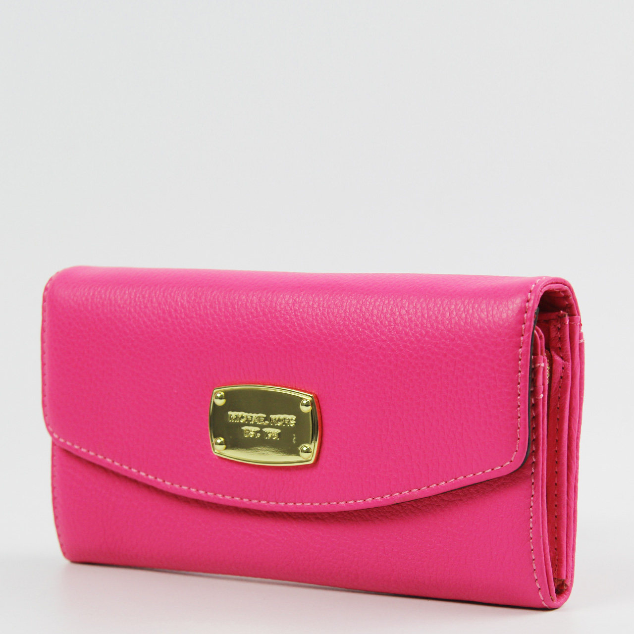 [9.8成新]未使用mk迈克科尔斯玫红色女士长款钱包