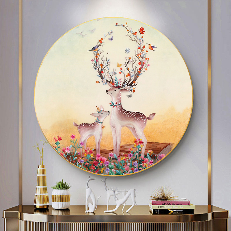 发财鹿十字绣2021年新款线绣花香小鹿客厅轻奢金山麋鹿玄关图小件