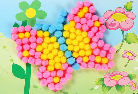 新品创意毛绒球贴画 儿童diy手工制作立体贴纸玩具幼儿园美工材料