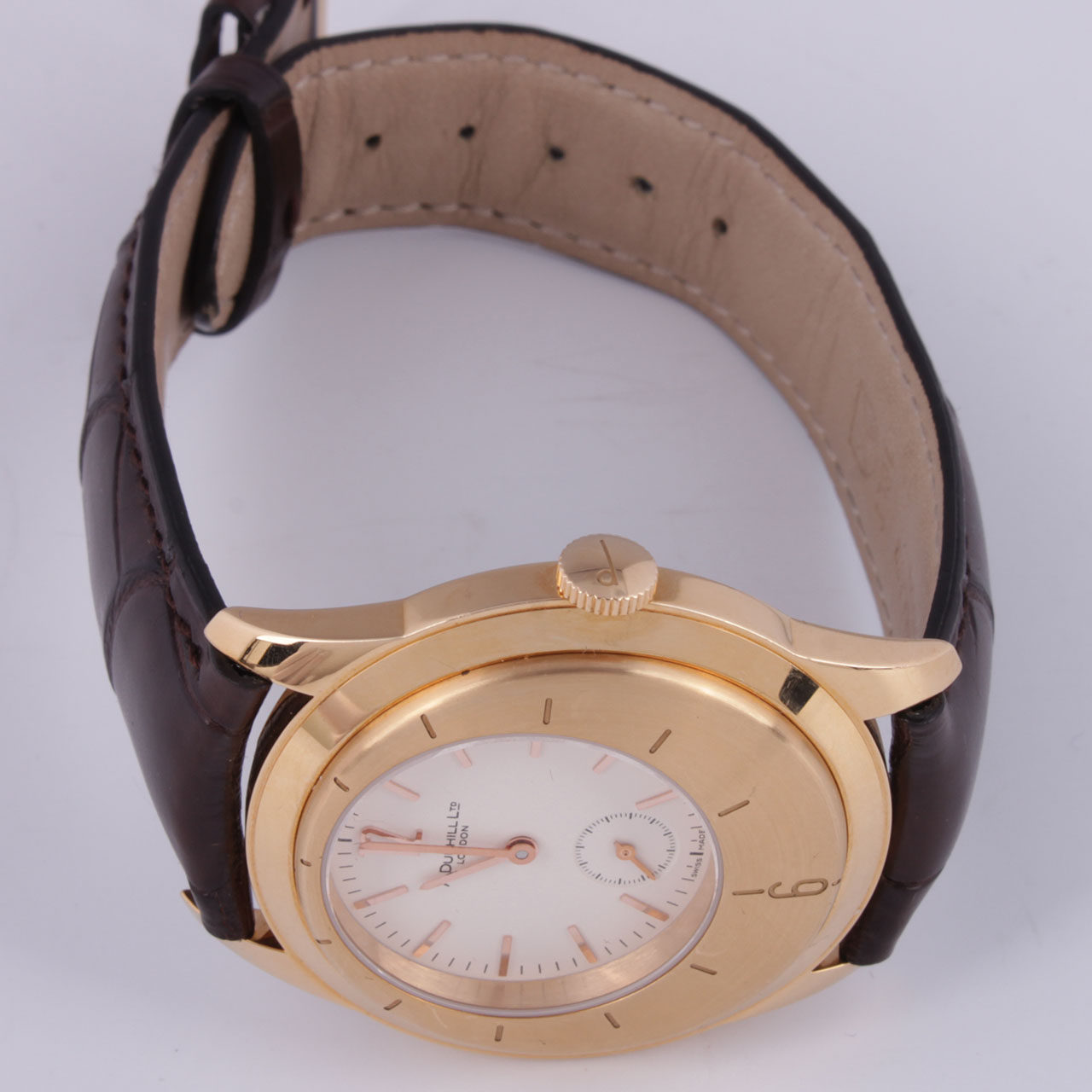 【9.0新】登喜路 18k玫瑰金 手动机械男表