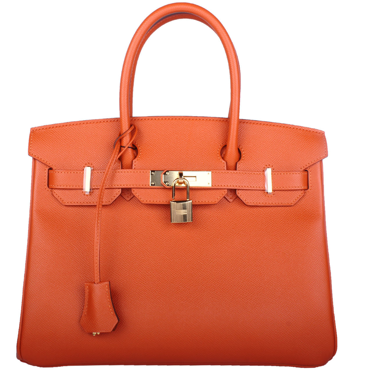 [9.9新]未使用hermes/爱马仕 经典橙色brinkin30 金扣 手袋