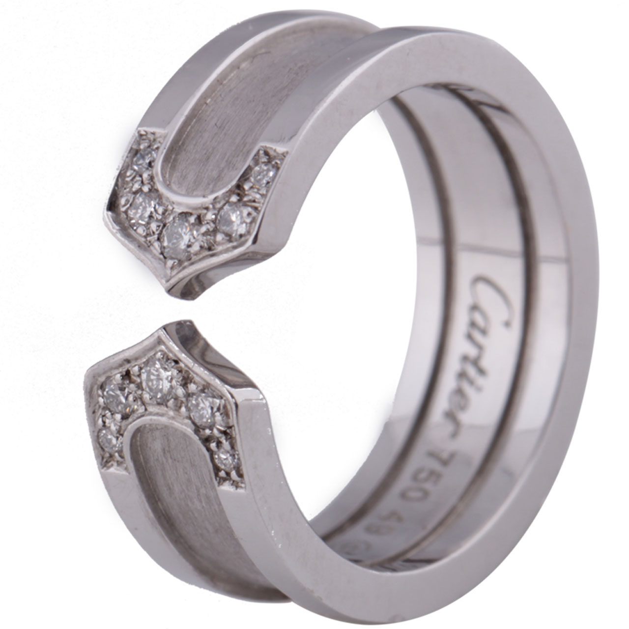 [9.5新]cartier/卡地亚 天使之吻 18k白金镶钻 戒指 49