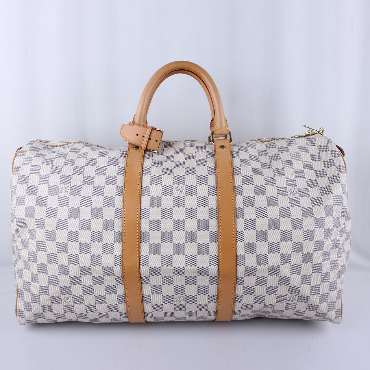[9.5新]lv/路易威登 经典白棋盘格keepall 50旅行包