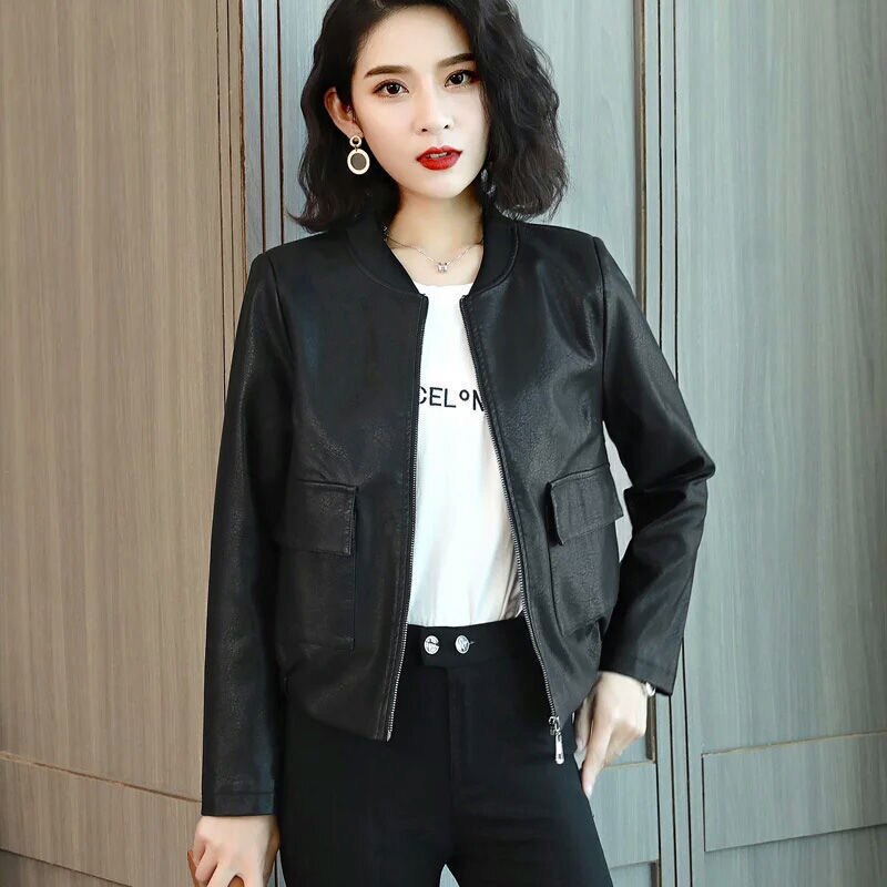 小皮衣女短款外套韩版宽松2021春秋新款黑色机车棒球服pu皮夹克衫