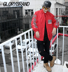 原创高街美潮品牌GLORY哥特字母情侣款嘻哈教练夹克薄外套POPPING