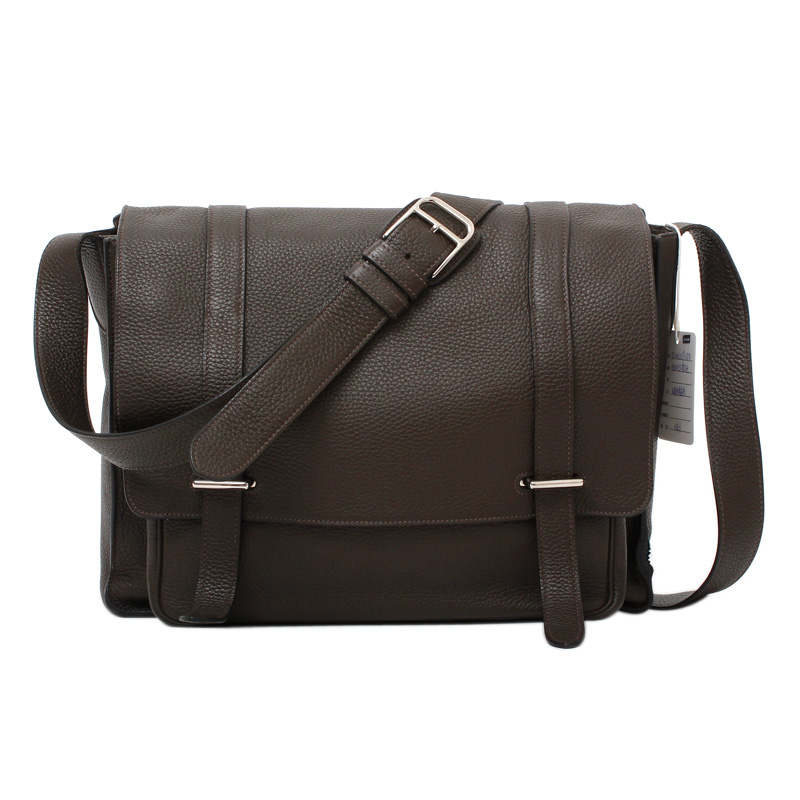 [9.5新] hermes 爱马仕 牛皮 o刻 褐色 单肩 斜挎包 男包