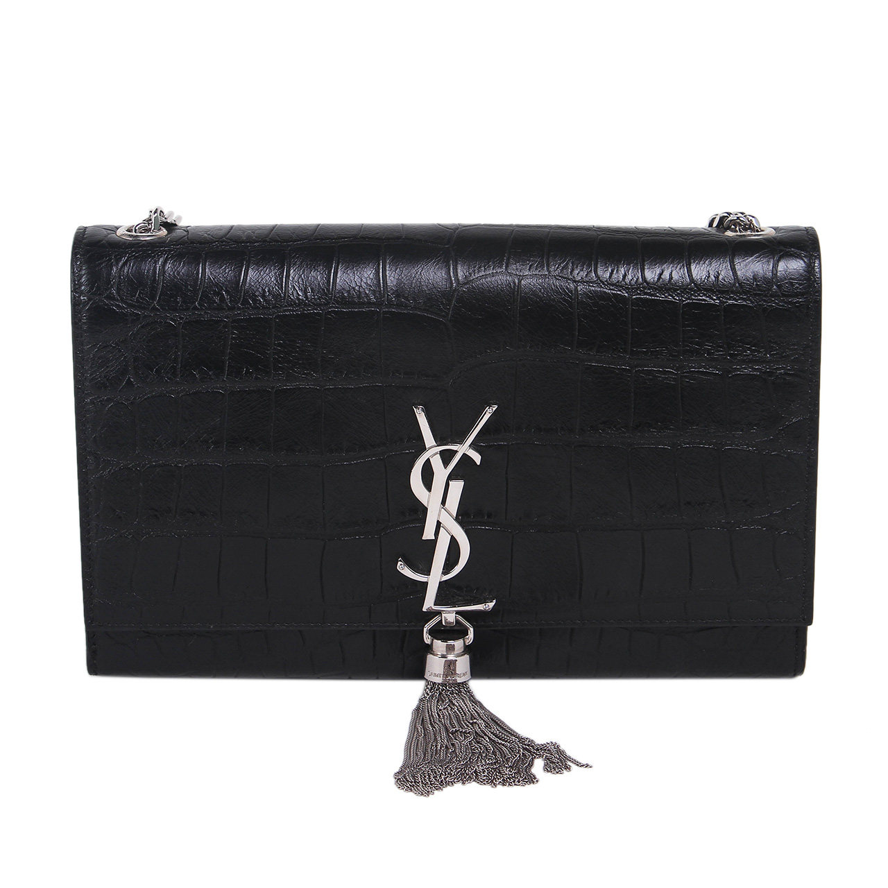 [9.8新]圣罗兰ysl女士kate鳄鱼皮链条流苏包单肩斜挎包